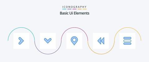 Basic UI Elements Blue 5 Icon Pack inklusive Aufgabe. Video. Karte. erneuern. Kontrolle vektor