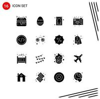 16 kreativ ikoner modern tecken och symboler av utveckling koda bön- kort födelsedag redigerbar vektor design element