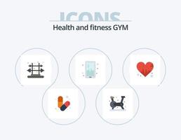 Gym platt ikon packa 5 ikon design. slå. kärlek. Gym. slå. telefon vektor