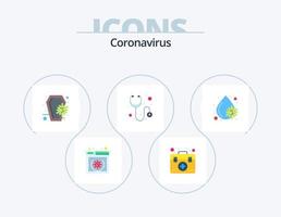 Coronavirus Flat Icon Pack 5 Icon Design. Blutvirus. Stethoskop. Sarg. medizinisch. Schädel vektor