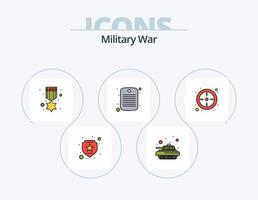 militärische Kriegslinie gefüllt Icon Pack 5 Icon Design. Leben. Sicht. Jeep. Punkt. Ziel vektor