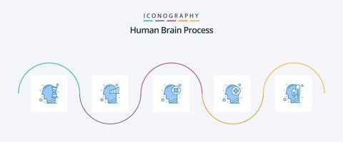 mänsklig hjärna bearbeta blå 5 ikon packa Inklusive tänkande. mänsklig. hjärna. friska. mark vektor