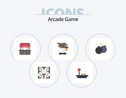 Arcade-Flat-Icon-Pack 5 Icon-Design. Spaß. abspielen. der Fahrkartenschalter. Spiel. Ziegel vektor