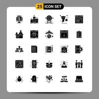 Stock Vector Icon Pack mit 25 Linienzeichen und Symbolen für Filter löschen Monarchie Strategie Ziel editierbare Vektordesign-Elemente