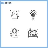 Stock Vector Icon Pack mit 4 Zeilen Zeichen und Symbolen für Frühstück Stop Chineseknot Dekoration Konstruktion editierbare Vektordesign-Elemente