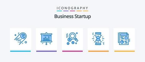 företag börja blå 5 ikon packa Inklusive . Graf. Sök. fil. väntar. kreativ ikoner design vektor