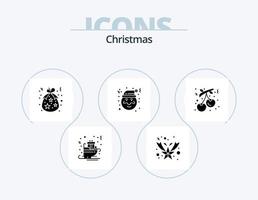 Weihnachts-Glyphen-Icon-Pack 5 Icon-Design. Weihnachten. Weihnachtsmann. Tasche. Klaus. Feiertage vektor