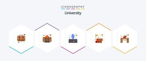 Universität 25 Flat Icon Pack inklusive Studium. Erfolg. E-Book. lernen. Bücher vektor