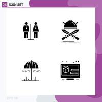 Stock Vector Icon Pack mit 4 Zeilen Zeichen und Symbolen für Aufzug Regen Service Wikinger Wetter editierbare Vektordesign-Elemente