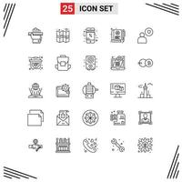 Aktienvektor-Icon-Pack mit 25 Zeilenzeichen und Symbolen zum Lernen Lernen online e-Buch editierbare Vektordesign-Elemente vektor