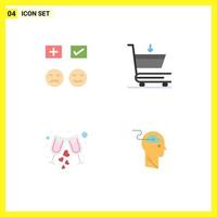 editierbares Vektorlinienpaket mit 4 einfachen flachen Symbolen von Emojis Glass Tick Commerce Party editierbare Vektordesign-Elemente vektor