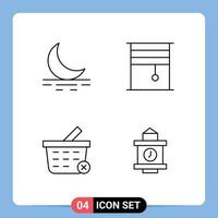 Stock Vector Icon Pack mit 4 Zeilenzeichen und Symbolen für Nebel löschen Vorhangrollen Zug editierbare Vektordesign-Elemente