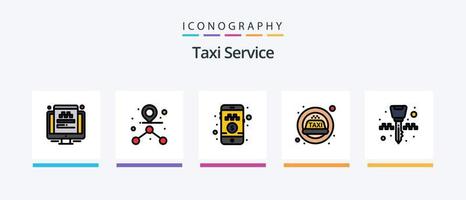 taxi service linje fylld 5 ikon packa Inklusive maskin. kort. taxi. taxi. tändning nyckel. kreativ ikoner design vektor