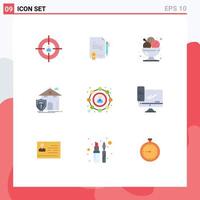 uppsättning av 9 modern ui ikoner symboler tecken för olyckan Hem handla försäkring is grädde redigerbar vektor design element