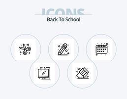 zurück zum Schullinien-Icon-Pack 5-Icon-Design. . zurück zur Schule. Schreibwaren. Bildung. Transport vektor
