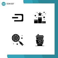 Stock Vector Icon Pack mit 4 Zeilen Zeichen und Symbolen für Dash Digital Marketing Concept Kryptowährungsposition Star Internet Marketing editierbare Vektordesign-Elemente