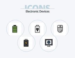 Gerätezeile gefüllt Icon Pack 5 Icon Design. elektronisch. Kabel. Dongle. Video. Kamera vektor