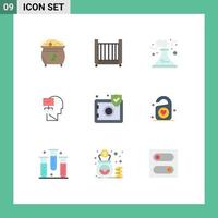 Aktienvektor-Icon-Pack mit 9 Zeilenzeichen und Symbolen für Versicherungen Mind Toy Theory Rauch editierbare Vektordesign-Elemente vektor