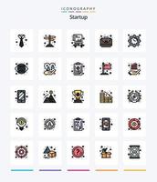 Creative Startup 25 Zeilen gefülltes Icon Pack wie Uhr. Tasche. Diagramm. Komplett. Unternehmen vektor