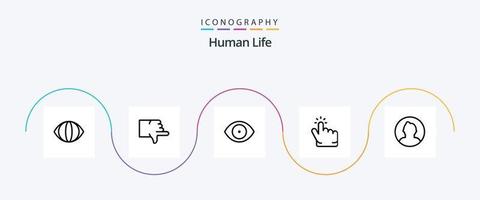 mänsklig linje 5 ikon packa Inklusive runda. avatar. ansikte. punkt. finger vektor