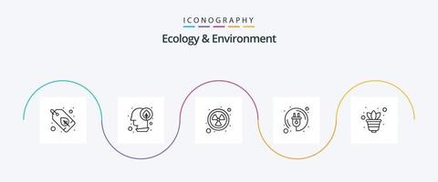 ekologi och miljö linje 5 ikon packa Inklusive växande. plugg. kärn. grön. elektricitet vektor