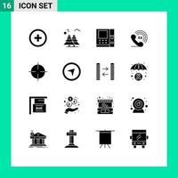 16 thematische Vektor-Solid-Glyphen und bearbeitbare Symbole von Symbolen unterzeichnen bearbeitbare Vektordesign-Elemente für ATM-Öltelefone vektor