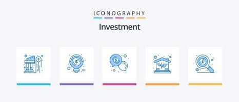 investering blå 5 ikon packa Inklusive fast egendom. hus. företag. eko. dollar. kreativ ikoner design vektor