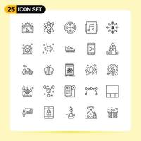 Packung mit 25 modernen Linien, Zeichen und Symbolen für Web-Printmedien wie Finanzbudgetkranz, Showcase-Album, editierbare Vektordesign-Elemente vektor
