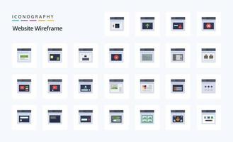 25 Website Wireframe Flat Color Icon Pack vektor