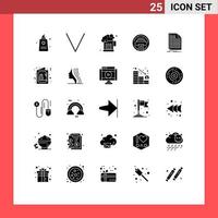 25 universelle solide Glyphenzeichen Symbole von editierbaren Vektordesign-Elementen vom Datei-Bill-Bierschreiber-Typ vektor
