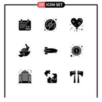 stock vektor ikon packa av 9 linje tecken och symboler för fordon plan hjärta ballong bebis redigerbar vektor design element
