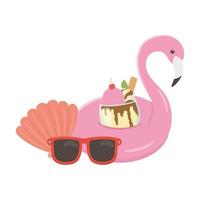 Sommerreise und Urlaub Float Flamingo Eis Sonnenbrille Shell vektor