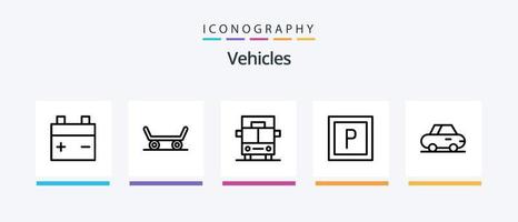 fordon linje 5 ikon packa Inklusive . däck. väg. rader. kreativ ikoner design vektor