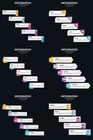 Vektor 6 Infografiken Pack Präsentationsfolie Vorlage 5 Schritte Zyklusdiagramme und Zeitleisten