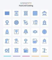 kreativ mat 25 blå ikon packa sådan som kök. panorera. mjölk. kök. spis vektor
