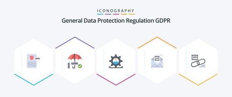 gdpr 25 Flat Icon Pack inklusive Clip. gdpr. dper. europäisch. Kommission vektor