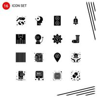Stock Vector Icon Pack mit 16 Linienzeichen und Symbolen für die Transportlogistik Kopflieferung Ostern editierbare Vektordesign-Elemente