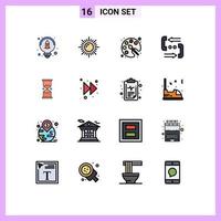 piktogram uppsättning av 16 enkel platt Färg fylld rader av timer timglas teckning telefon Kontakt redigerbar kreativ vektor design element