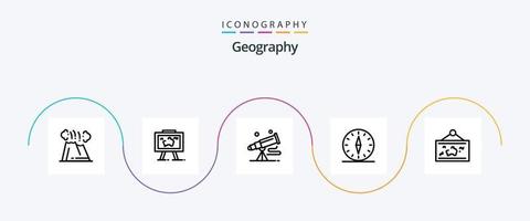 Geographie Linie 5 Icon Pack inklusive Richtung. GPS. Foto. Platz. Fernrohr vektor