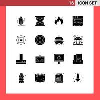 Stock Vector Icon Pack mit 16 Zeilen Zeichen und Symbolen für Shopping Store Eshop Industrie E-Commerce SEO editierbare Vektordesign-Elemente