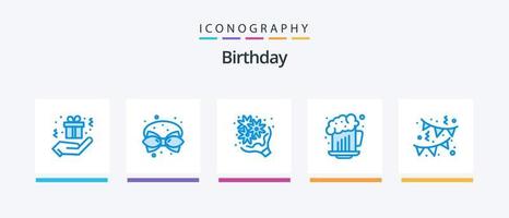 Geburtstag blau 5 Icon Pack inklusive Geburtstag. Geburtstag. Geburtstag. Bier. Romantik. kreatives Symboldesign vektor