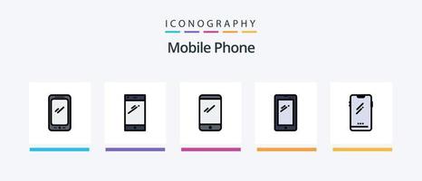 mobil telefon linje fylld 5 ikon packa Inklusive .. kreativ ikoner design vektor