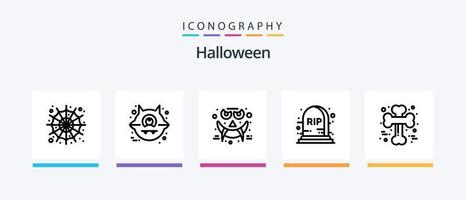 Halloween Line 5 Icon Pack inklusive . Halloween. blutiges Messer. blutig. Katze. kreatives Symboldesign vektor