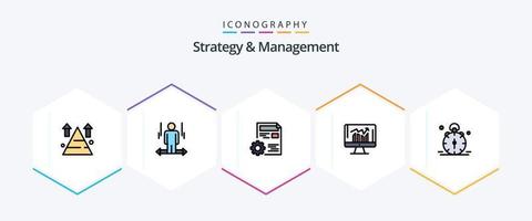 Strategie und Management 25 gefüllte Symbolpakete inklusive Bericht. Unternehmen. links. bearbeiten. Einstellung vektor