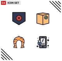 4 kreativ ikoner modern tecken och symboler av skydda festival x handel hästsko redigerbar vektor design element