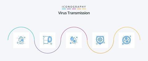 virus överföring blå 5 ikon packa Inklusive bakterier. virus. blod. skydd. sjukdom vektor