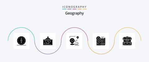 geo grafisk glyf 5 ikon packa Inklusive mål. Karta. Foto. placera. mål vektor