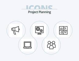 Projektplanungslinie Icon Pack 5 Icon Design. Handy, Mobiltelefon. Rechner. Timer. reisen. beschleunigen vektor