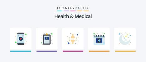 hälsa och medicinsk platt 5 ikon packa Inklusive natt. schema. broms. medicinsk. utnämning. kreativ ikoner design vektor