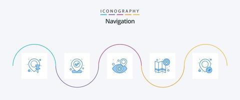Navigation Blue 5 Icon Pack inklusive Standort. Navigation. Auge. Richtung. Karte vektor